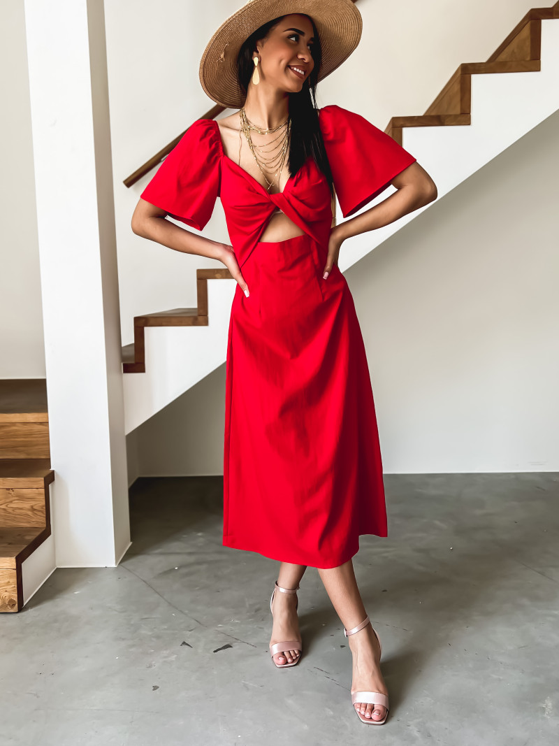 Zara robe longue online rouge