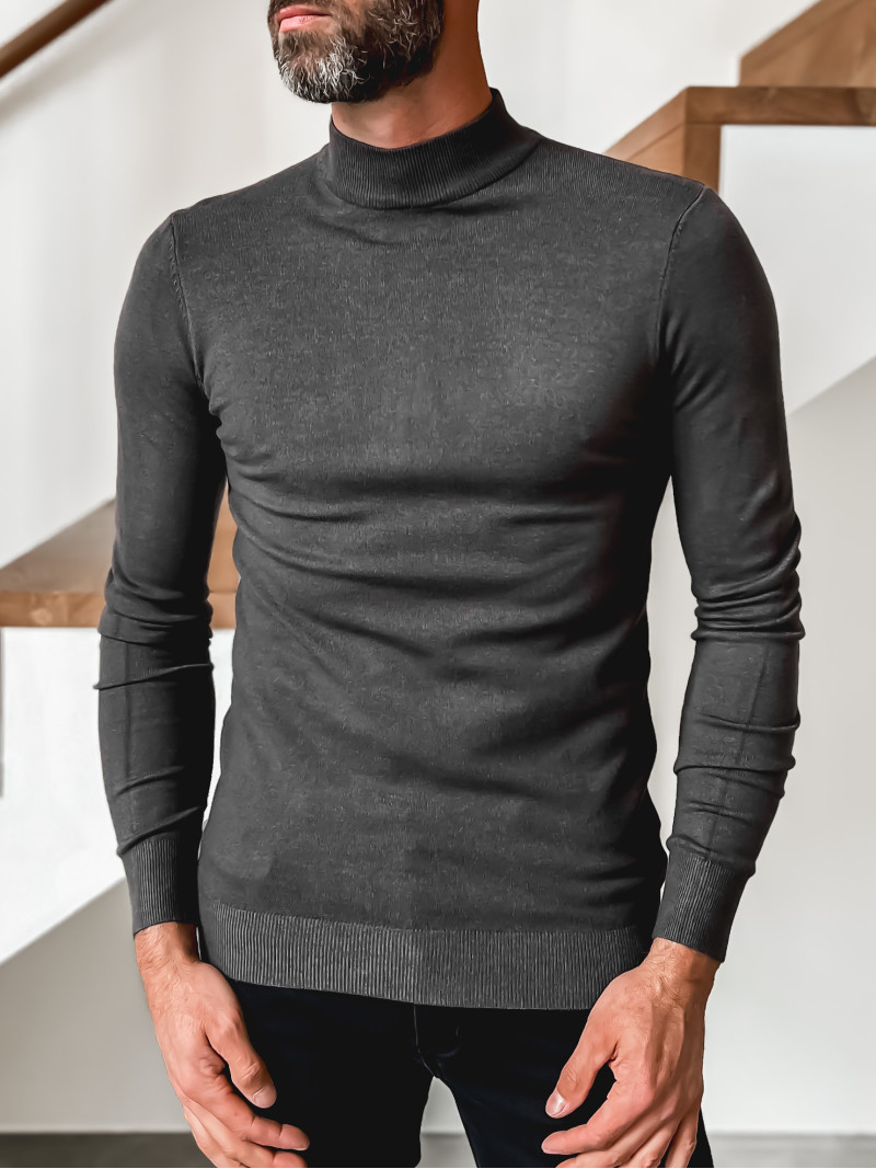 Pull col cheminé Thom - Gris foncé