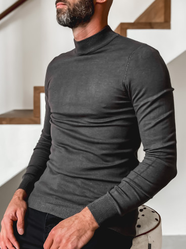 Pull col cheminé Thom - Gris foncé