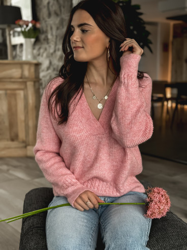 Pull col V Ema Rose