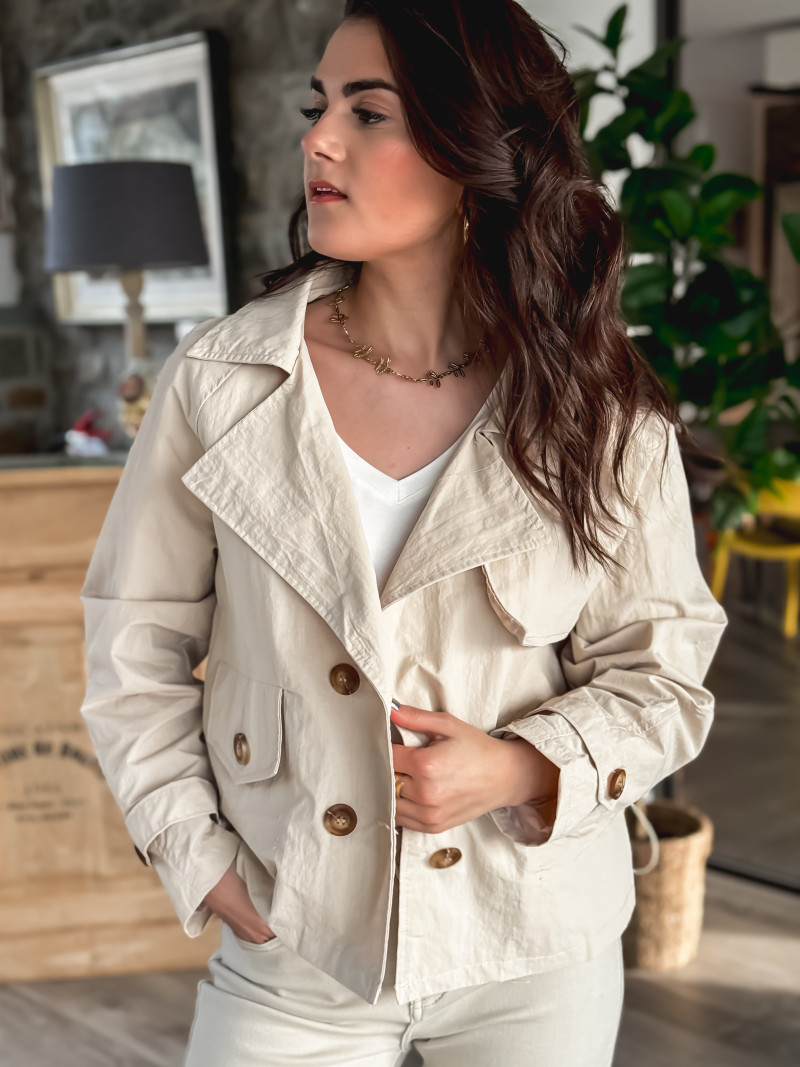 Trench femme court online beige