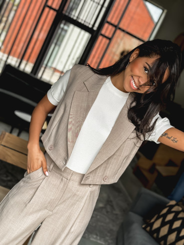 Blazer manches courtes Dalya - Taupe
