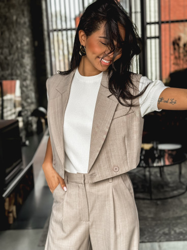 Blazer manches courtes Dalya - Taupe