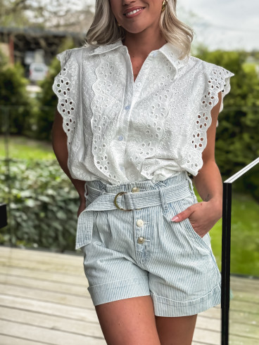 Short ligné Larissa - Bleu/Blanc