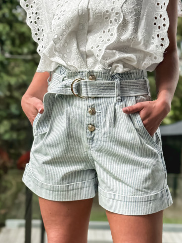 Short ligné Larissa - Bleu/Blanc