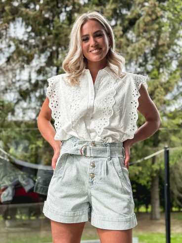 Short ligné Larissa - Bleu/Blanc
