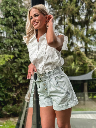 Short ligné Larissa - Bleu/Blanc
