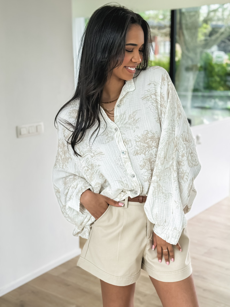 Chemise à motifs Zendaya - Blanc/Beige