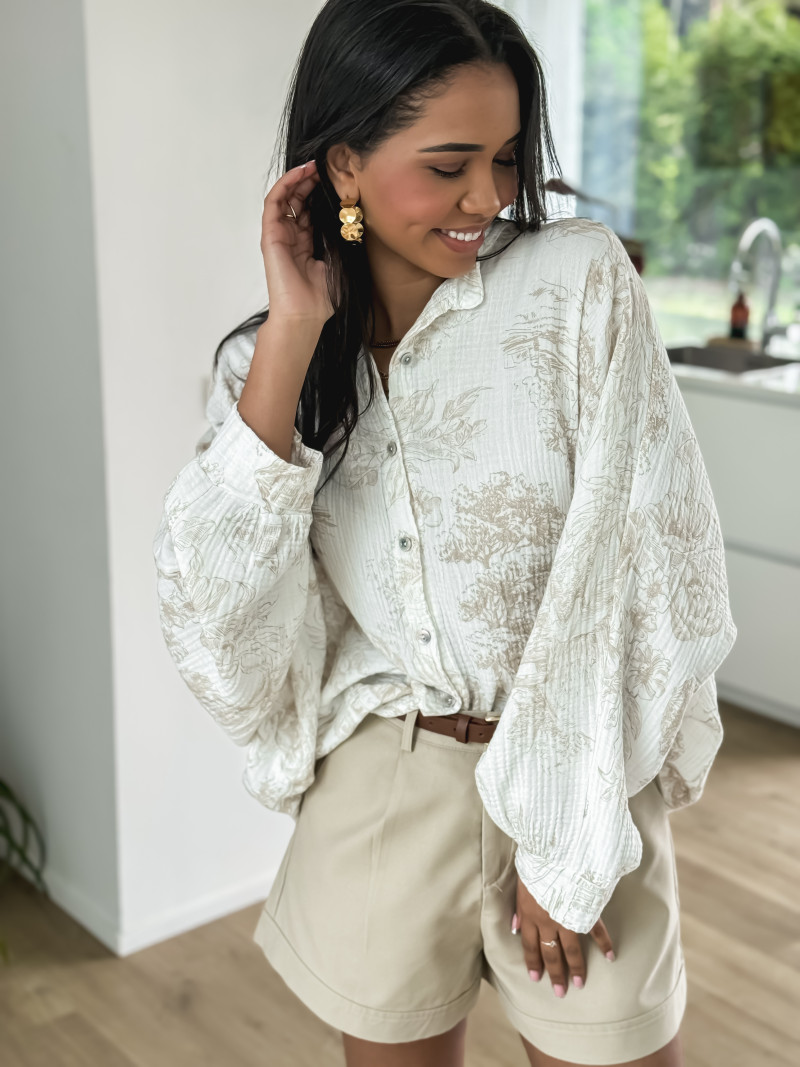 Chemise à motifs Zendaya - Blanc/Beige