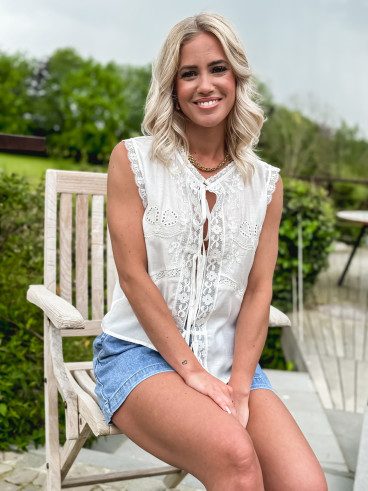 Blouse sans manches Mathilde - Blanc