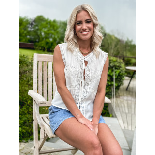 Blouse sans manches Mathilde - Blanc