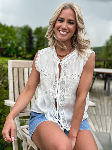 Blouse sans manches Mathilde - Blanc