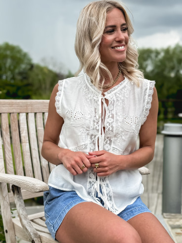 Blouse sans manches Mathilde - Blanc