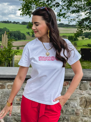 T-shirt "Muse" - Blanc/Rouge