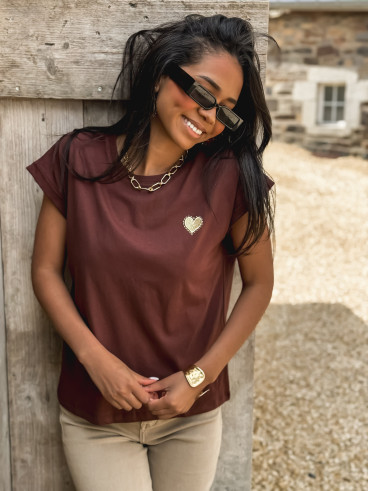T-shirt Georgia - Chocolat/Doré