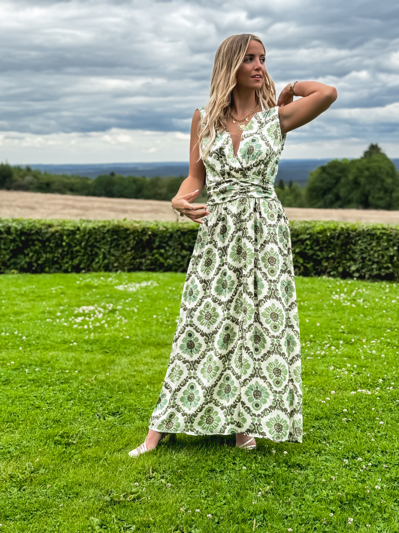 Robe longue a fleurs Doriane Vert