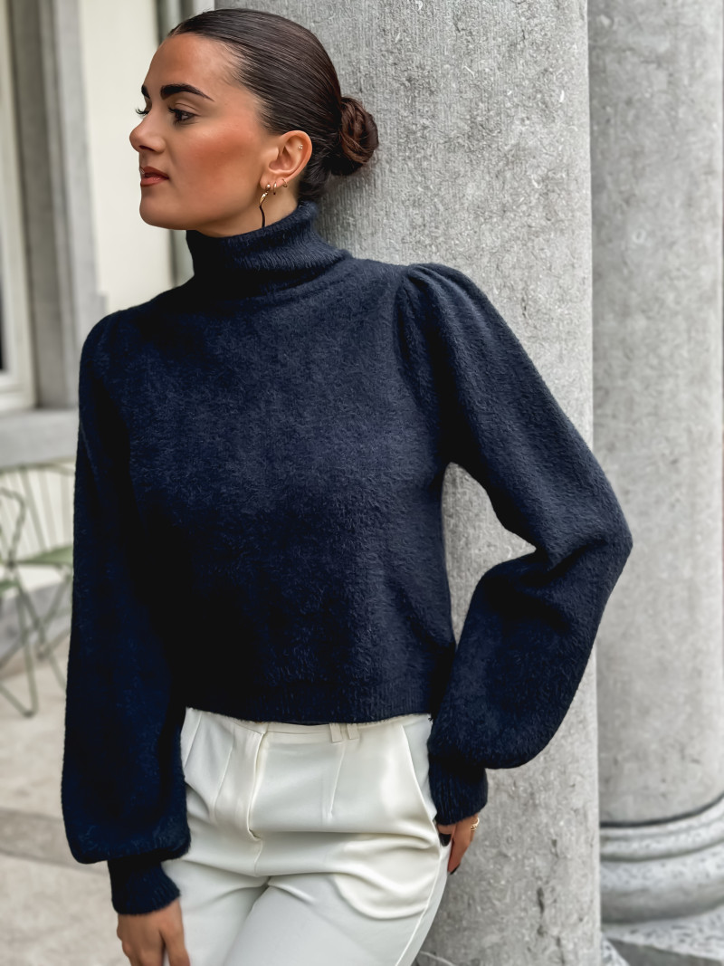 Pull col roulé Eliana - Bleu marine