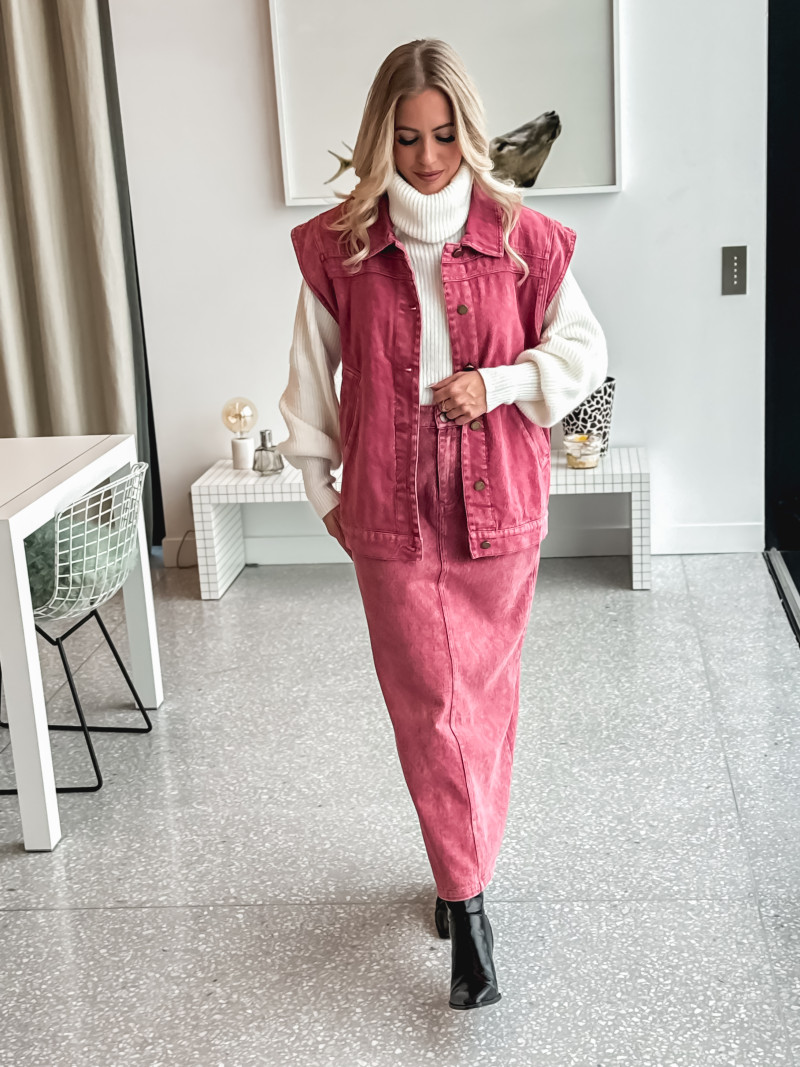 Veste En Jeans Sans Manche Fourrée