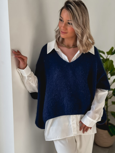 Pull manches courtes Ivy - Bleu marine