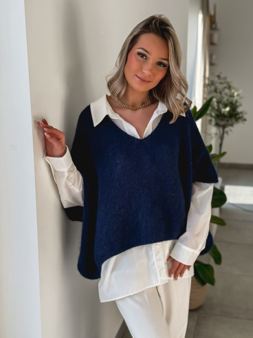 Pull manches courtes Ivy - Bleu marine