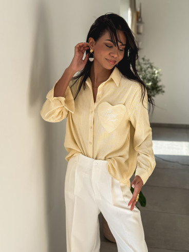 Chemise lignée Lorena - Jaune/Blanc