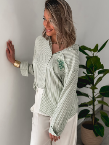 Chemise lignée Lorena - Vert/Blanc