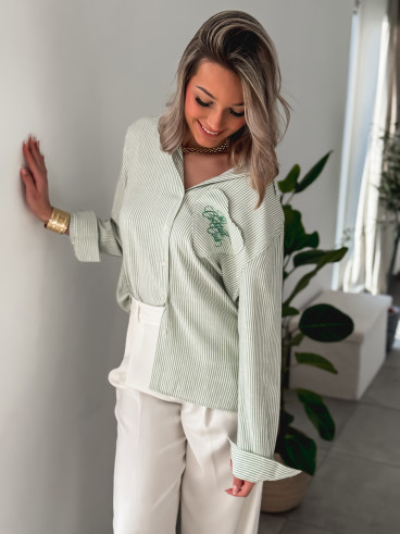 Chemise lignée Lorena - Vert/Blanc