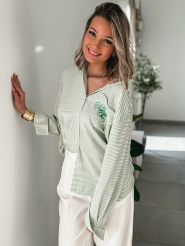 Chemise lignée Lorena - Vert/Blanc