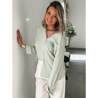 Chemise lignée Lorena - Vert/Blanc