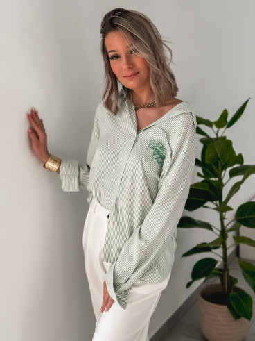 Chemise lignée Lorena - Vert/Blanc