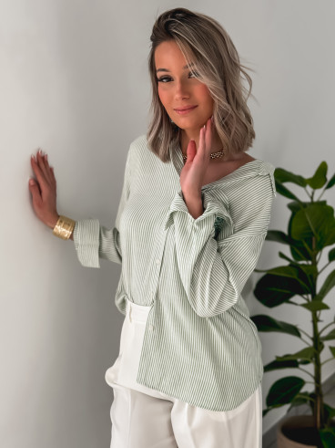 Chemise lignée Lorena - Vert/Blanc