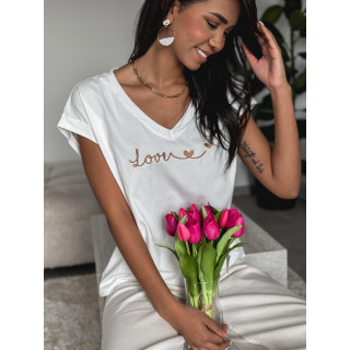 T-shirt "Lover" - Blanc/Doré