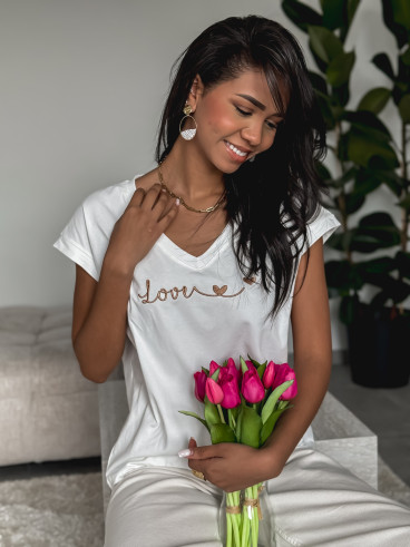 T-shirt "Lover" - Blanc/Doré