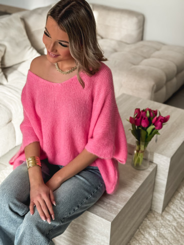 Pull manches courtes Ivy - Rose bonbon