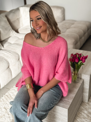 Pull manches courtes Ivy - Rose bonbon