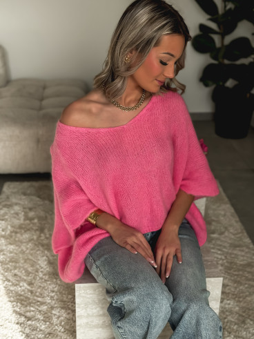 Pull manches courtes Ivy - Rose bonbon