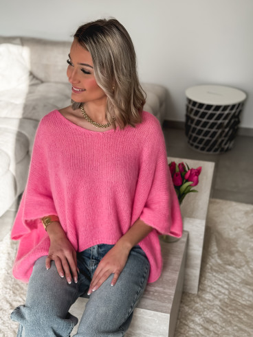 Pull manches courtes Ivy - Rose bonbon