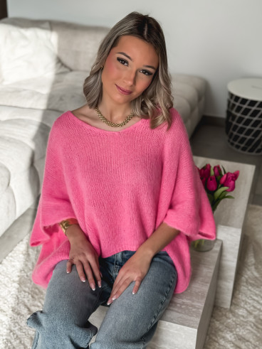 Pull manches courtes Ivy - Rose bonbon