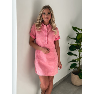 Robe courte en jeans Eva - Rose bonbon