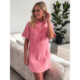 Robe courte en jeans Eva - Rose bonbon