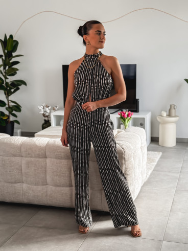 Combi pantalon à pois Savannah - Noir/Blanc