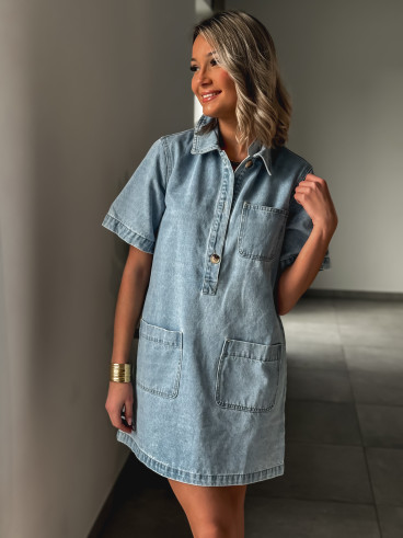 Robe courte en jeans Nancy - Bleu jeans