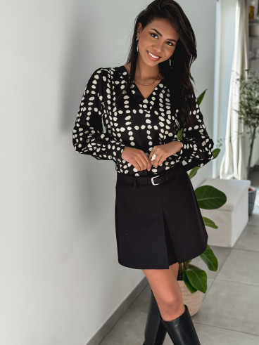 Blouse à pois Loumia - Noir/Ecru