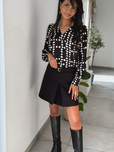 Blouse à pois Loumia - Noir/Ecru