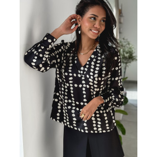 Blouse à pois Loumia - Noir/Ecru