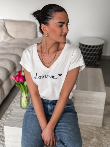 T-shirt "Lover" - Blanc/Bleu