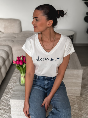 T-shirt "Lover" - Blanc/Bleu