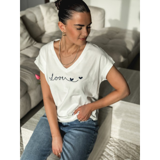 T-shirt "Lover" - Blanc/Bleu