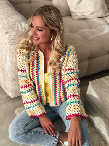 Gilet en crochet Gwendoline - Multicolore