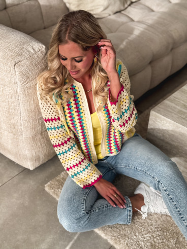 Gilet en crochet Gwendoline - Multicolore